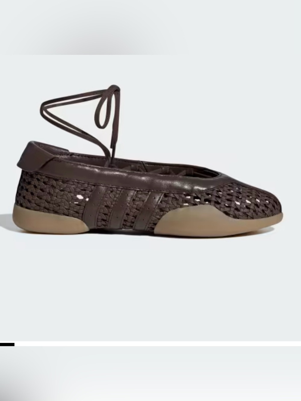 Adidas Woven Leather Lace-Up Ballet Flat in Dark Brown